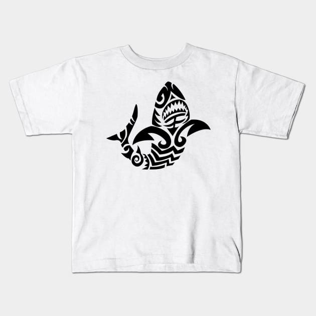 Tribal Great Shark Kids T-Shirt by doddy77